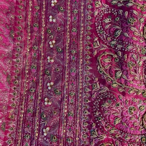Indian Sari Silk Hand Beaded Wrap Around Skirt. OS EUC Quality Workmanship PINK! - Picture 9 of 16